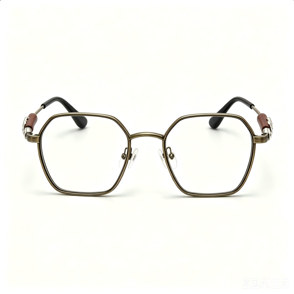 chinese style vintage polygon metal eyeglasses front chinese style vintage polygon metal eyeglasses front