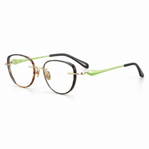 Mellume round tortoise shell glasses frames with neon green temples