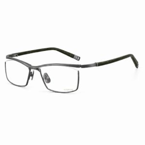 Titanium floating half rim optical frames in gunmetal IP plating