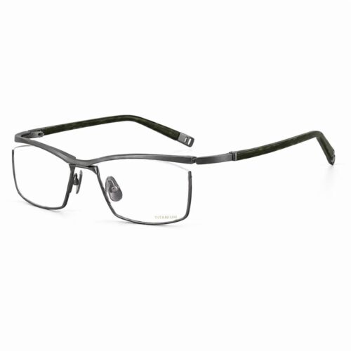 Titanium floating half rim optical frames in gunmetal IP plating