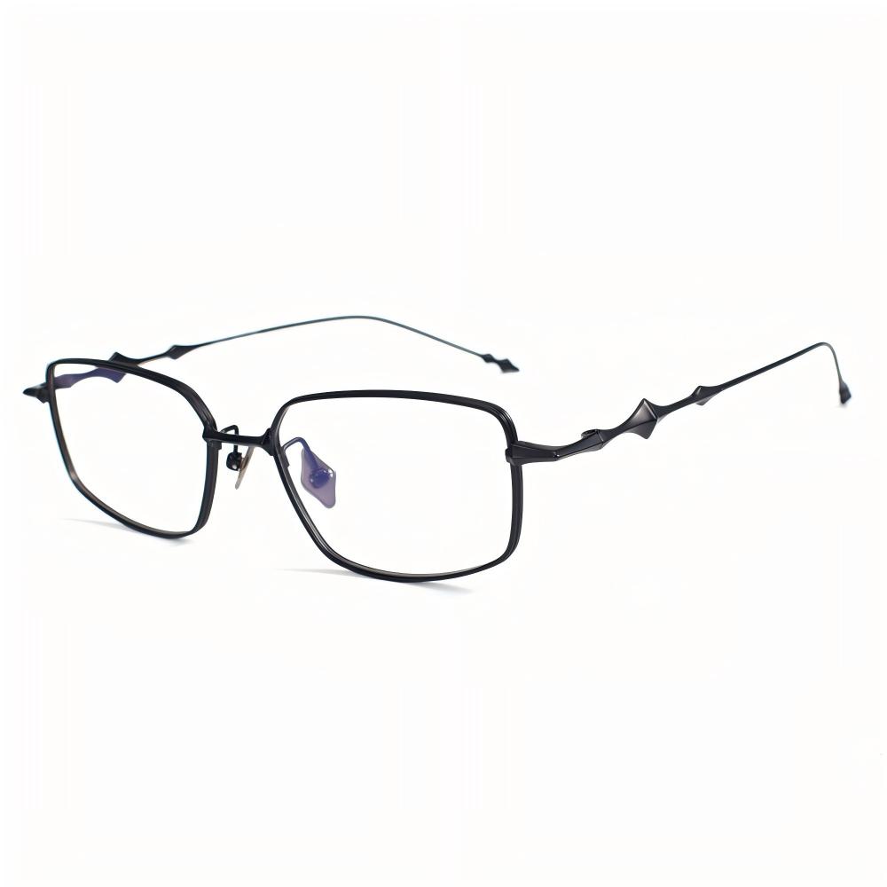 Ultra-Light-Black-Titanium-Glasses-Frames Mellume ultra light black titanium square glasses frames side view