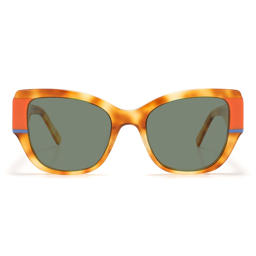 amber color blocked wide temple cat eye acetate sunglasses meew034 front amber color blocked wide temple cat eye acetate sunglasses meew034 front