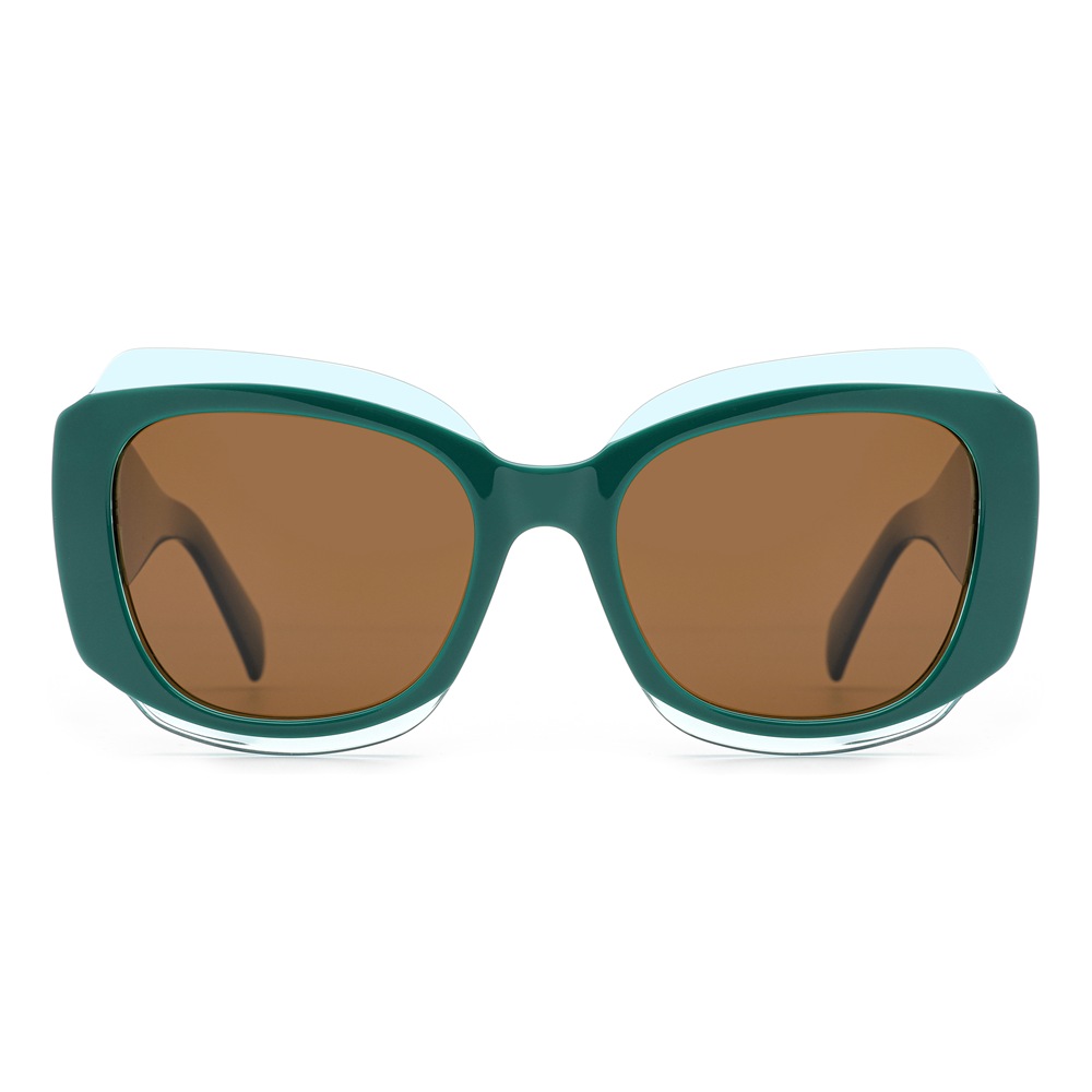 dual layer laminated 3d faceted chunky square acetate sunglasses meew034 front dual layer laminated 3d faceted chunky square acetate sunglasses meew034 front