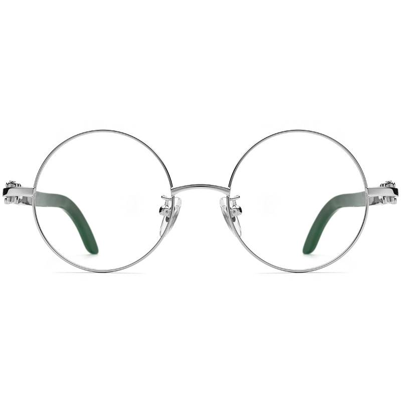 genuine round buffalo horn glasses frames meew041 front Custom Round Buffalo Horn Glasses Frames Front View - Custom Eyewear Manufacturer