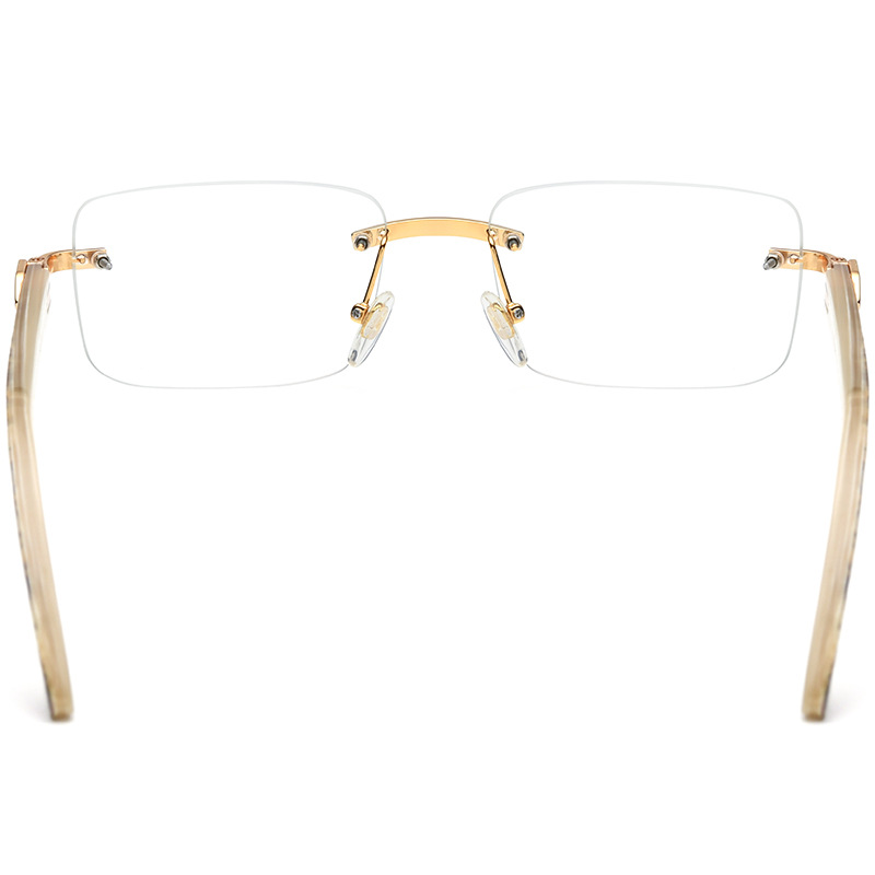 Custom Genuine Shell Inlay Rimless Buffalo Horn Glasses Top View Custom Genuine Shell Inlay Rimless Buffalo Horn Glasses Top View - Custom Eyewear Manufacturer