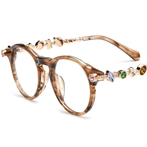 high end classic round gemstone acetate frame meew040 detail