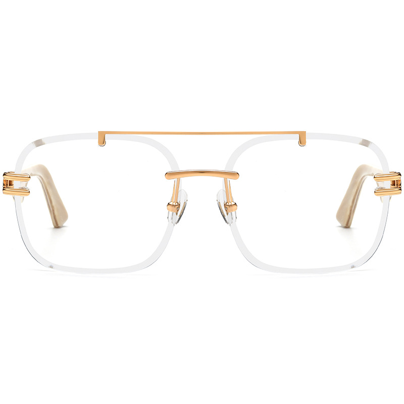 Custom Natural White Rimless Aviator Buffalo Horn Glasses Front View Custom Natural White Rimless Aviator Buffalo Horn Glasses Front View - Custom Eyewear Manufacturer