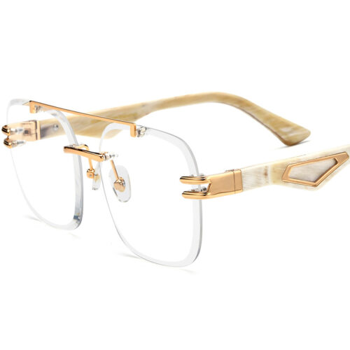 Custom Natural White Rimless Aviator Buffalo Horn Glasses - Custom Eyewear Manufacturer