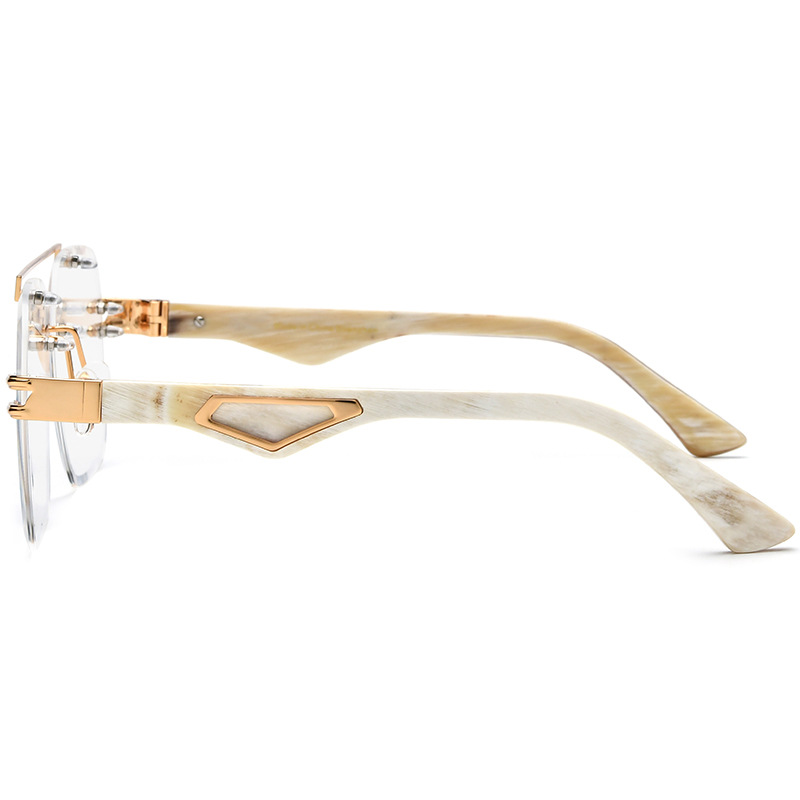 Custom Natural White Rimless Aviator Buffalo Horn Glasses Side View Custom Natural White Rimless Aviator Buffalo Horn Glasses Side View - Custom Eyewear Manufacturer