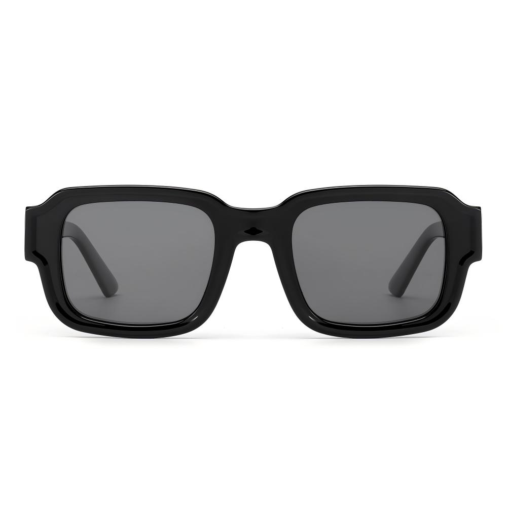 mellume chunky black square handcrafted sunglasses tac lens meew023 front mellume chunky black square handcrafted sunglasses tac lens meew023 front
