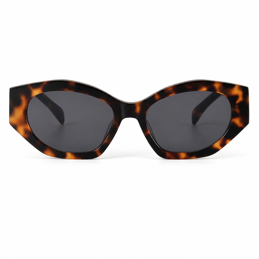 Custom Premium Polygon Tortoise Acetate Sunglasses UV400 Front View Custom Premium Polygon Tortoise Acetate Sunglasses UV400 Front View - Custom Eyewear Manufacturer