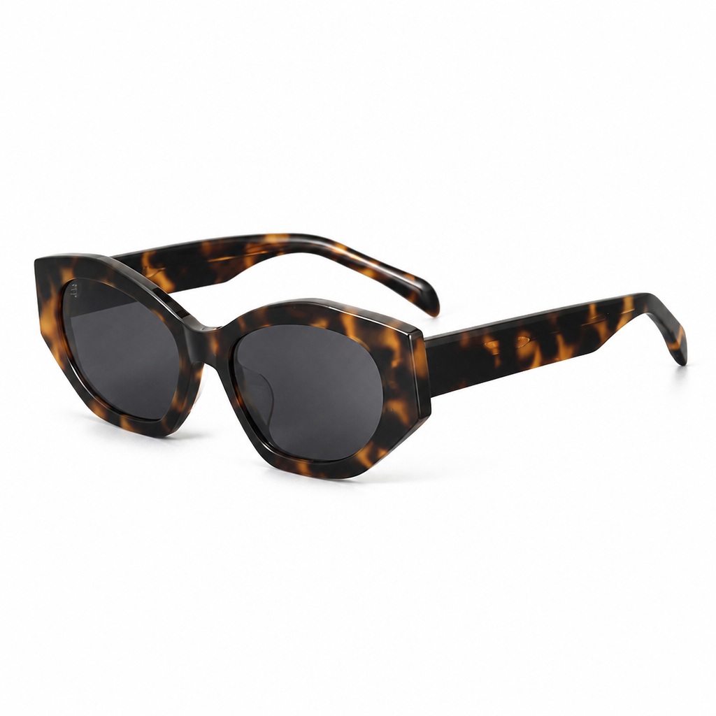 Custom Premium Polygon Tortoise Acetate Sunglasses UV400 Main View Custom Premium Polygon Tortoise Acetate Sunglasses UV400 Main View - Custom Eyewear Manufacturer