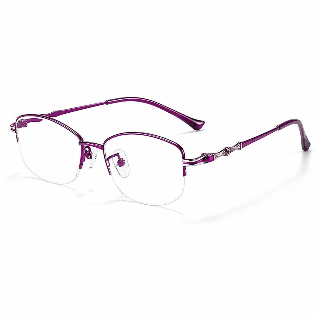 Custom Women Progressive Multifocal Reading Glasses Semi Rimless Purple Main View Custom Women Progressive Multifocal Reading Glasses Semi Rimless Purple Main View - Custom Eyewear Manufacturer