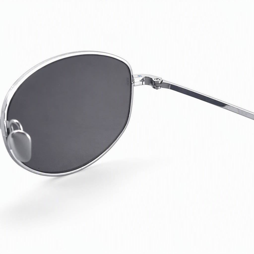 Custom Pure Titanium Grey Oval Sunglasses Hinge Detail Custom Pure Titanium Grey Oval Sunglasses Hinge Detail - Custom Eyewear Manufacturer