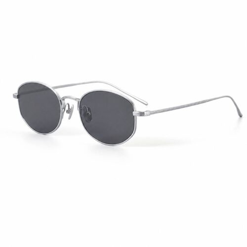 Custom Pure Titanium Grey Oval Sunglasses with Silver IP Vacuum Plating Side View - Custom Eyewear Manufacturer
