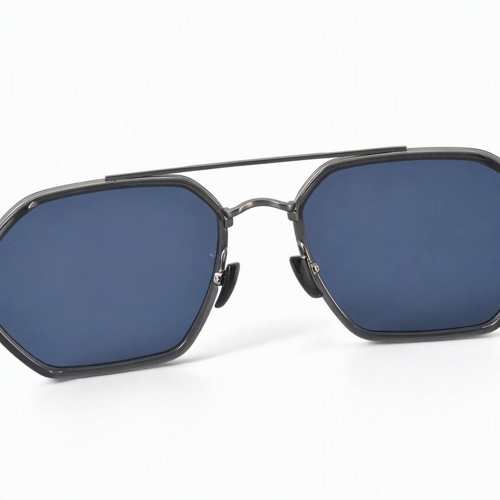 Custom Ultra Light Pure Titanium Acetate Double Bridge Sunglasses Nose Bridge Detail Custom Ultra Light Pure Titanium Acetate Double Bridge Sunglasses Nose Bridge Detail - Custom Eyewear Manufacturer