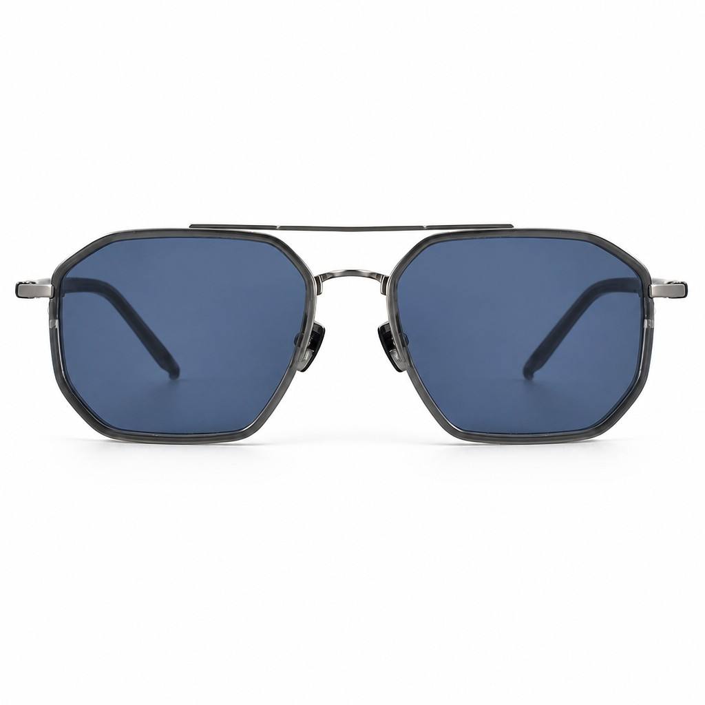 Custom Ultra Light Pure Titanium Acetate Double Bridge Sunglasses Front View Custom Ultra Light Pure Titanium Acetate Double Bridge Sunglasses Front View - Custom Eyewear Manufacturer