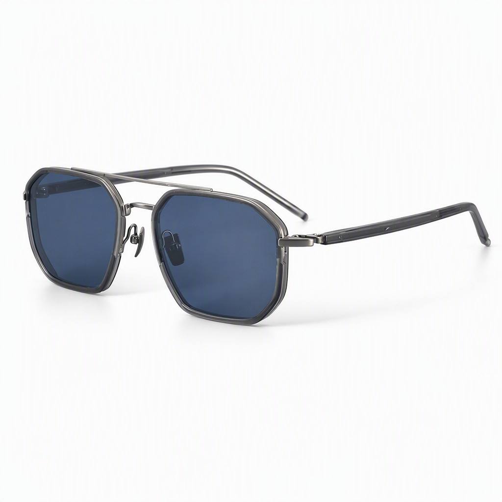 Custom Ultra Light Pure Titanium Acetate Double Bridge Sunglasses Side View Custom Ultra Light Pure Titanium Acetate Double Bridge Sunglasses Side View - Custom Eyewear Manufacturer