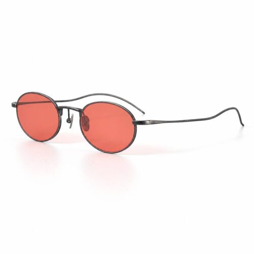 Custom Ultra Light Pure Titanium Sunglasses with Red Tinted Lenses Side View - Custom Eyewear Manufacturer