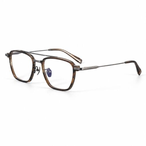 Custom Ultralight Pure Titanium Double Bridge Acetate Optical Frames Side View - Custom Eyewear Manufacturer