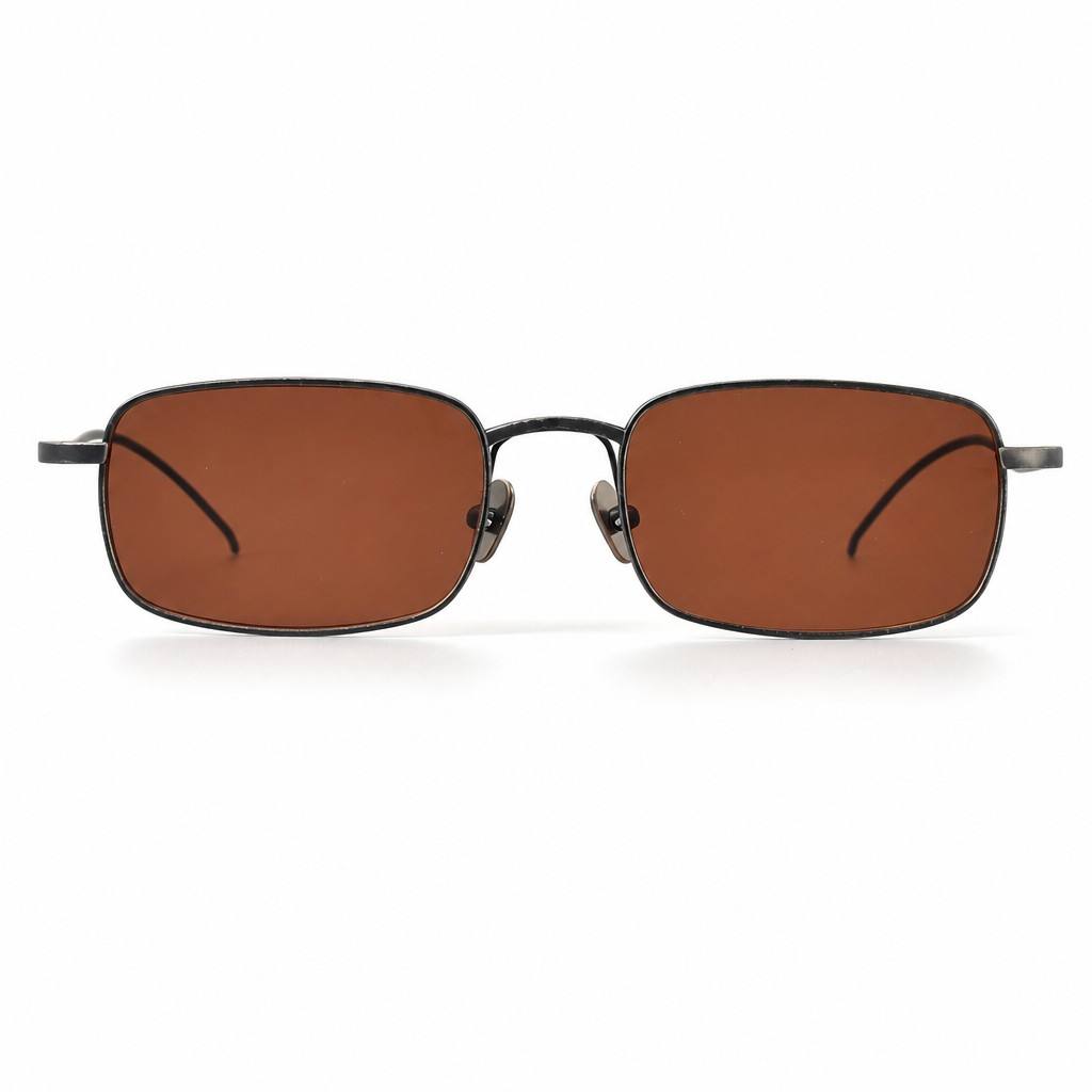 Custom Vintage Narrow Rectangle Pure Titanium Sunglasses Front View Custom Vintage Narrow Rectangle Pure Titanium Sunglasses Front View - Custom Eyewear Manufacturer