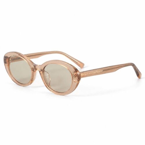 Custom Vintage Oval Acetate Sunglasses with Textured Metal Core Wire Side View - Custom Eyewear Manufacturer