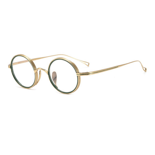 Custom Vintage Thick Rimmed Round Beta Titanium Optical Frames Side View - Custom Eyewear Manufacturer