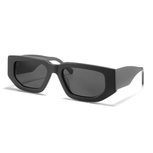 wholesale chunky black rectangle acetate sunglasses with bold wide temples me027 side