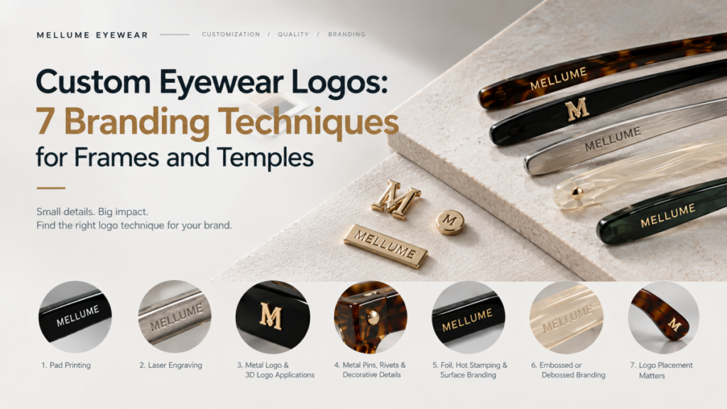 Custom Eyewear Logos 7 Branding Techniques for Frames and Temples - Contract Eyewear Manufacturer