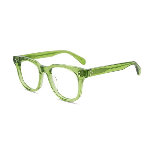 Clear Green Acetate Eyeglasses Frames Vintage Square Eyewear Side View - Precision Eyewear Factory