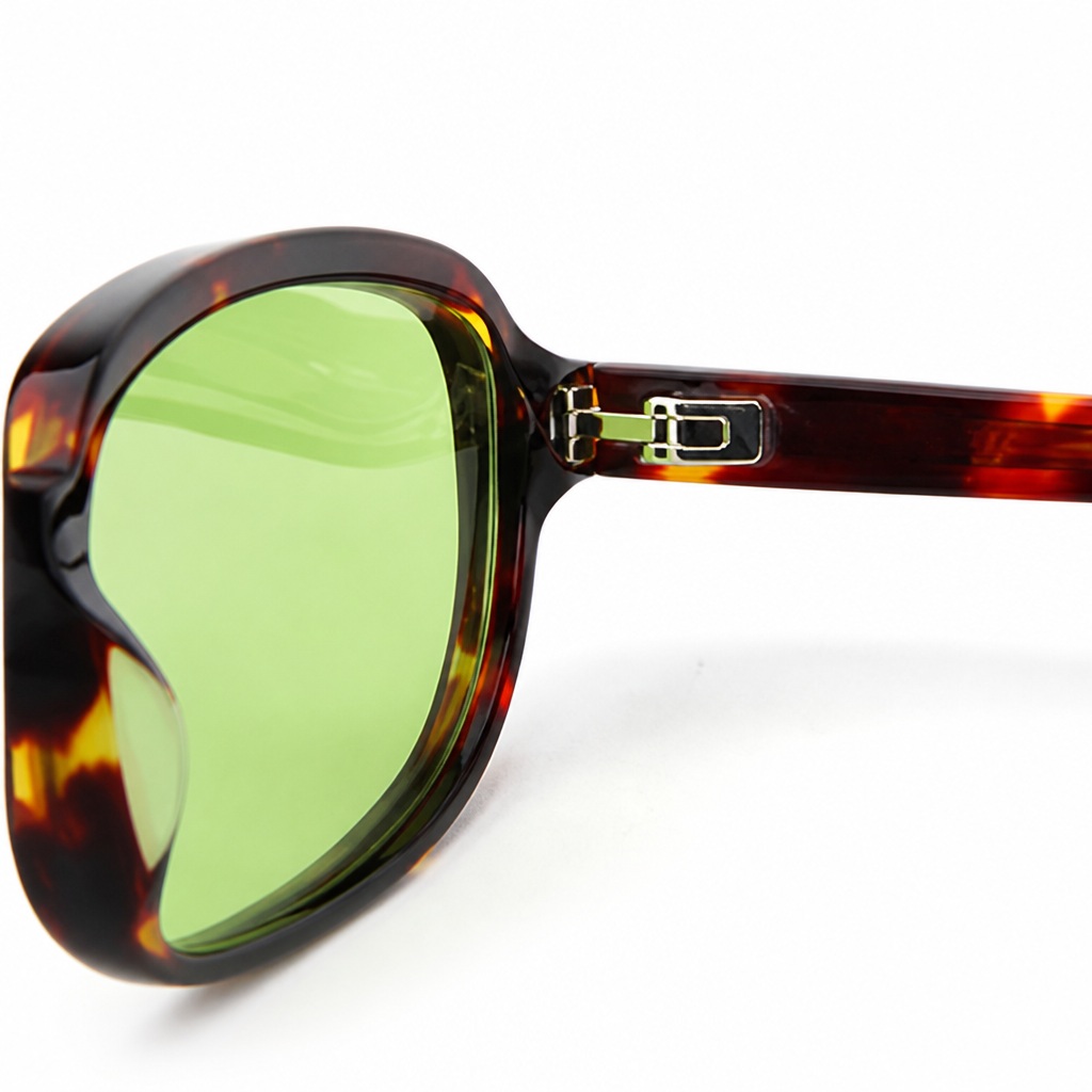Daily Streetwear Retro Oval Acetate Sunglasses Narrow Frame Green Lens Hinge Detail Daily Streetwear Retro Oval Acetate Sunglasses Narrow Frame Green Lens Hinge Detail - Precision Eyewear Factory