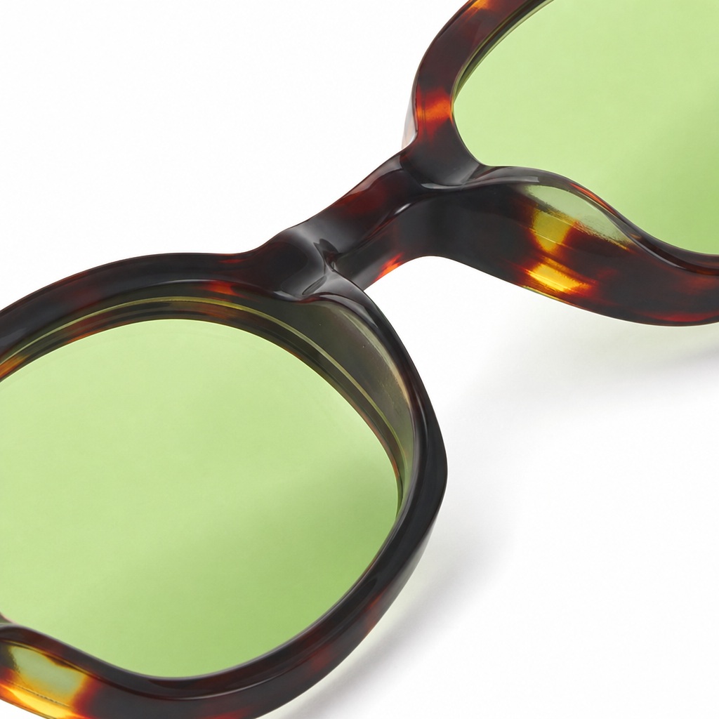 Daily Streetwear Retro Oval Acetate Sunglasses Narrow Frame Green Lens Nose Pad Detail Daily Streetwear Retro Oval Acetate Sunglasses Narrow Frame Green Lens Nose Pad Detail - White Label Eyewear Supplier