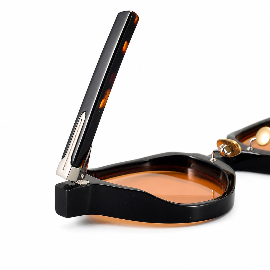 High-Density Cellulose Acetate Oval Sunglasses Hinge Detail High-Density Cellulose Acetate Oval Sunglasses Hinge Detail - Precision Eyewear Factory