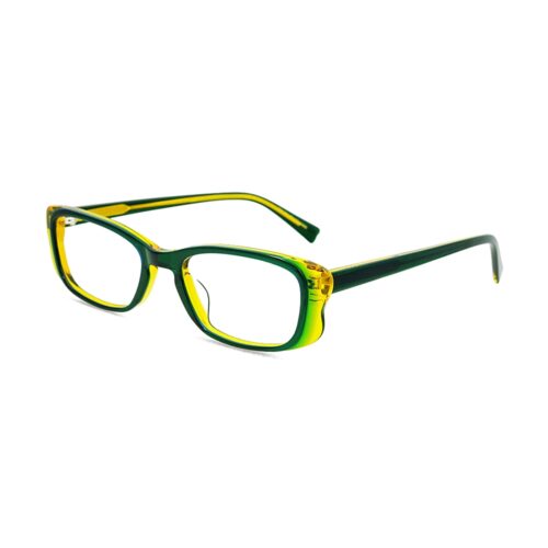 Layered Acetate Eyeglasses Green Yellow Optical Frame MEEW135 Side View - B2B Eyewear Sourcing