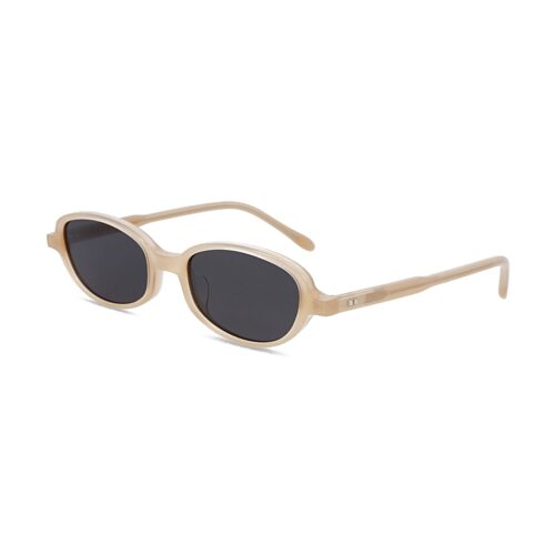 Nude Translucent Acetate Oval Sunglasses Slim Vintage Frames MEEW126 Side View - Custom Eyewear Manufacturer