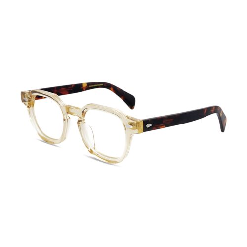 Pale Yellow Tortoise Acetate Geometric Optical Frames Glasses MEEW133 Side View - OEM/ODM Eyewear Factory
