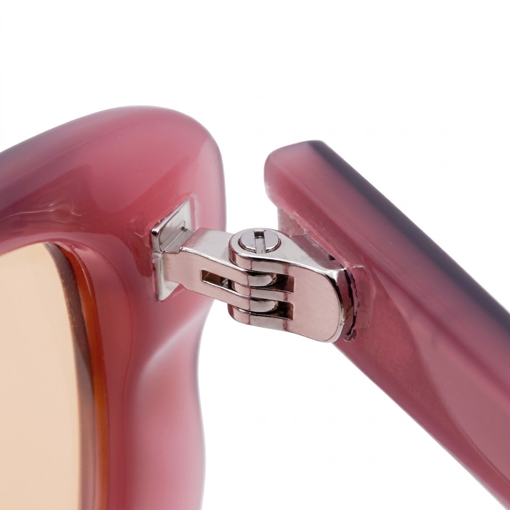 Pink Tortoise Cat Eye Sunglasses Slim Acetate UV400 Sunnies MEEW134 Hinge Detail Pink Tortoise Cat Eye Sunglasses Slim Acetate UV400 Sunnies MEEW134 Hinge Detail - Eyewear Manufacturing Supplier