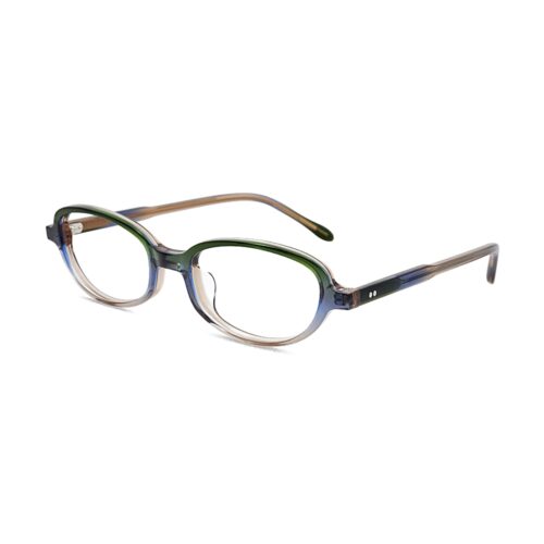 Retro Oval Green Blue Gradient Acetate Optical Frames MEEW127 Side View - Wholesale Eyewear Manufacturer