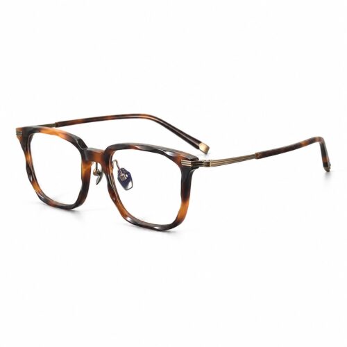 Tortoise Shell Acetate Titanium Eyeglasses Frame Side View - Private Label Eyewear Supplier