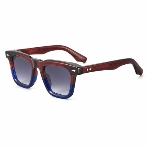 Two-Tone Vintage Frame Acetate Square Sunglasses Side View - White Label Eyewear Supplier