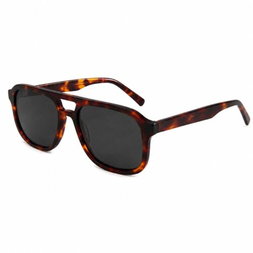 Unisex Aviator Acetate Sunglasses Square Double Bridge Frame Side View - White Label Eyewear Supplier
