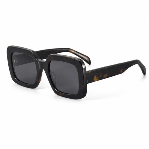 Custom Unisex Square Tortoise Acetate Sunglasses Main View - Custom Eyewear Manufacturer