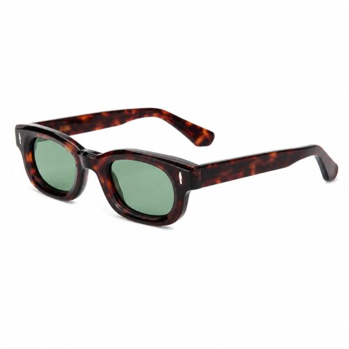Vintage Oval Acetate Sunglasses Narrow Y2K Green Lens Frame Side View - White Label Eyewear Supplier