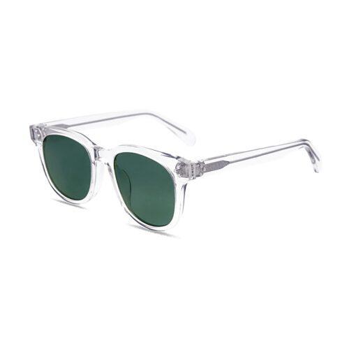 Crystal Clear Oversized Square Acetate Classic UV400 Sunglasses Side View - Precision Eyewear Factory