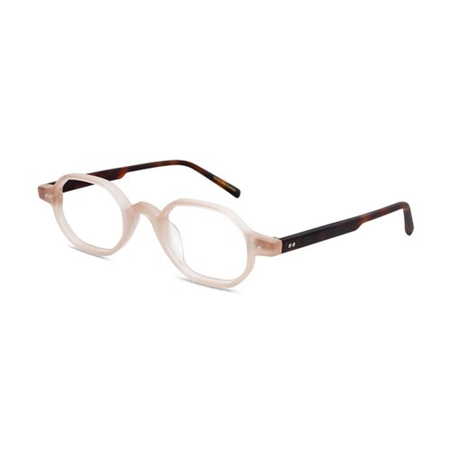 Beveled Cut Nude Beige Geometric Optical Glasses Frame MEEW148 Side View - White Label Eyewear Supplier