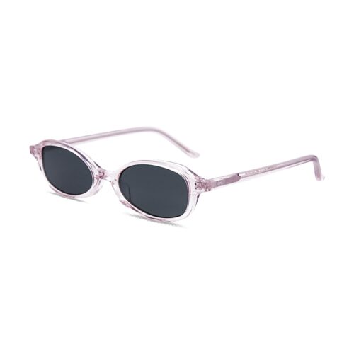 Streetwear Y2K Translucent Pink Oval Acetate Sunglasses MEEW151 Side View - Contract Eyewear Manufacturer