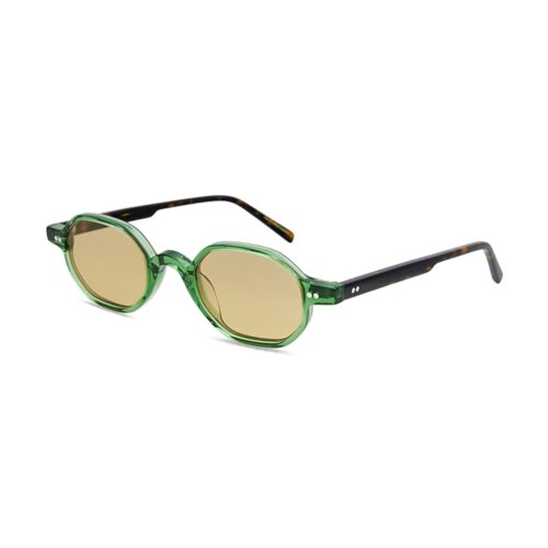 Vintage Amber Avant Garde Micro Geometric Sunglasses MEEW147 Side View - White Label Eyewear Supplier