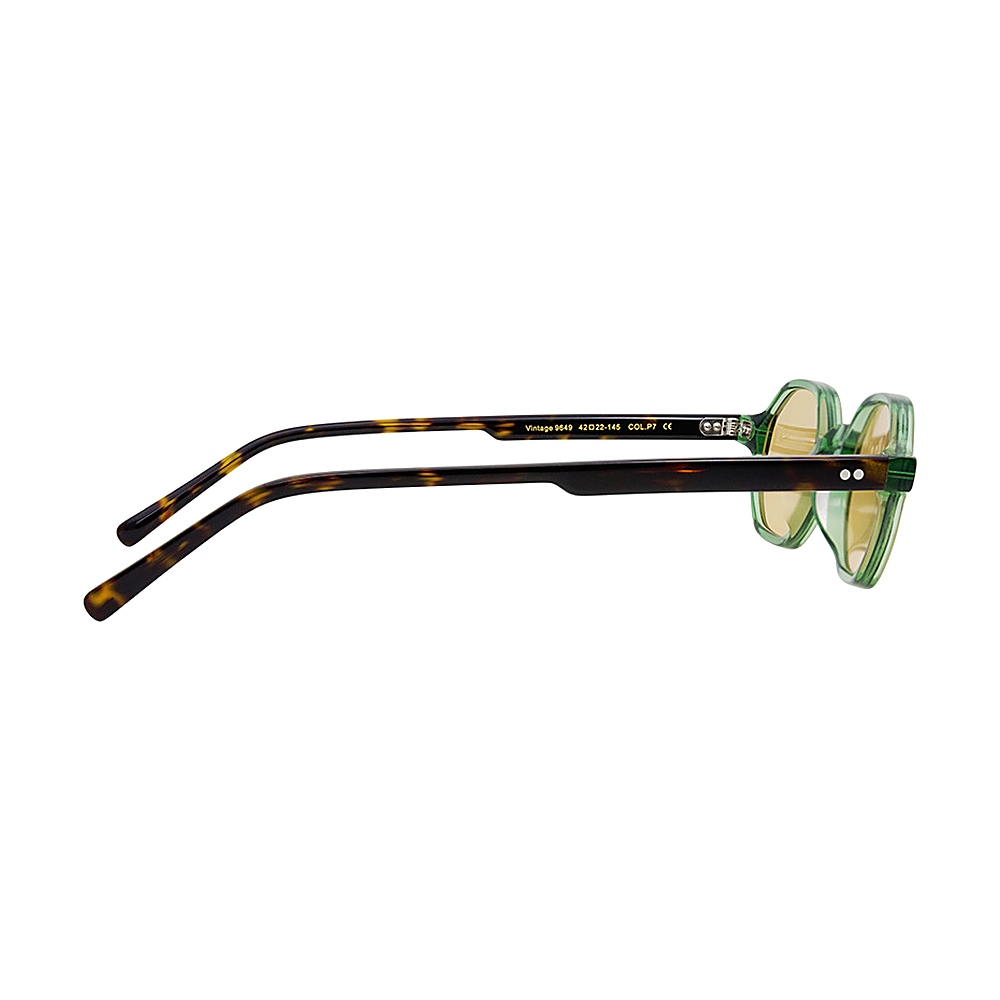 Vintage Amber Avant Garde Micro Geometric Sunglasses MEEW147 Temple Display Vintage Amber Avant Garde Micro Geometric Sunglasses MEEW147 Temple Display - White Label Eyewear Supplier